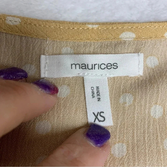 Maurice’s yellow/white dotted bell sleeve top size XS NWT - Picture 5 of 9